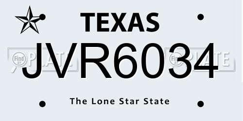 JVR6034 Texas License Plate