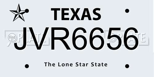 JVR6656 Texas License Plate