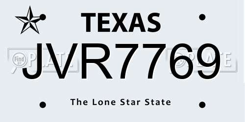 JVR7769 Texas License Plate