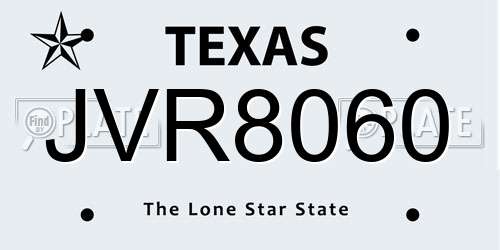 JVR8060 Texas License Plate