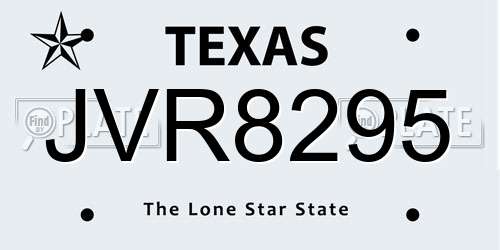 JVR8295 Texas License Plate