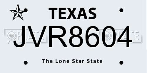 JVR8604 Texas License Plate
