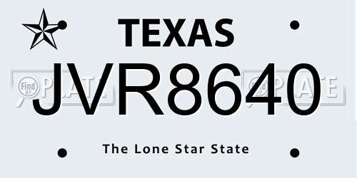 JVR8640 Texas License Plate