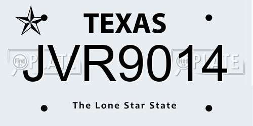 JVR9014 Texas License Plate