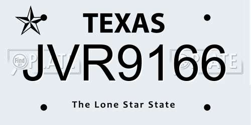 JVR9166 Texas License Plate