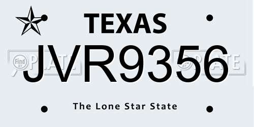 JVR9356 Texas License Plate