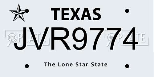 JVR9774 Texas License Plate