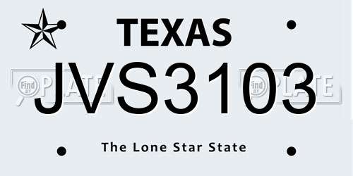 JVS3103 Texas License Plate