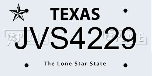 JVS4229 Texas License Plate