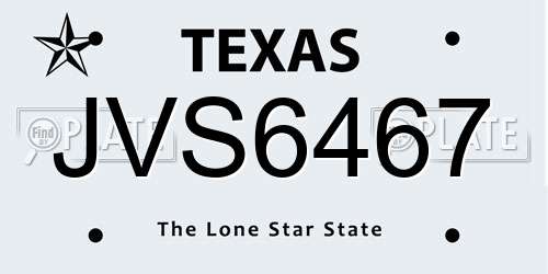JVS6467 Texas License Plate