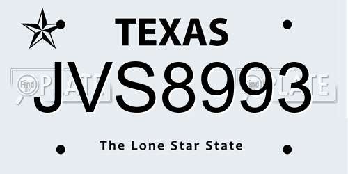 JVS8993 Texas License Plate