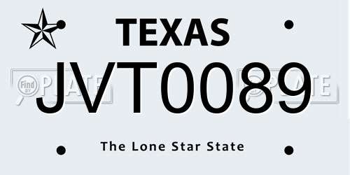 JVT0089 Texas License Plate