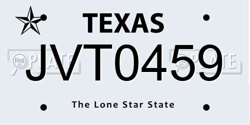 JVT0459 Texas License Plate