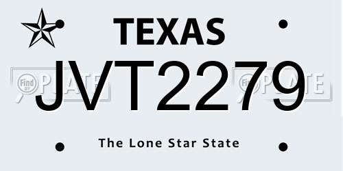 JVT2279 Texas License Plate