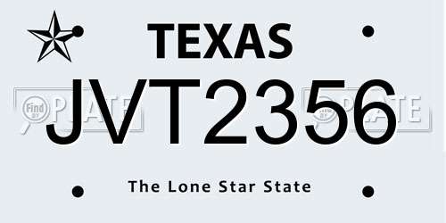 JVT2356 Texas License Plate