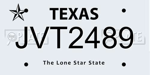 JVT2489 Texas License Plate