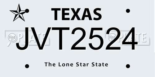 JVT2524 Texas License Plate