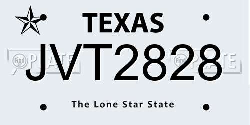 JVT2828 Texas License Plate