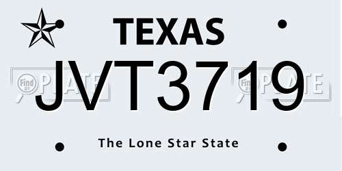JVT3719 Texas License Plate