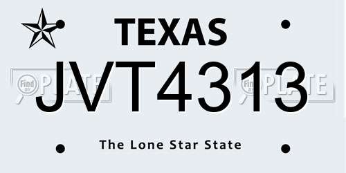 JVT4313 Texas License Plate