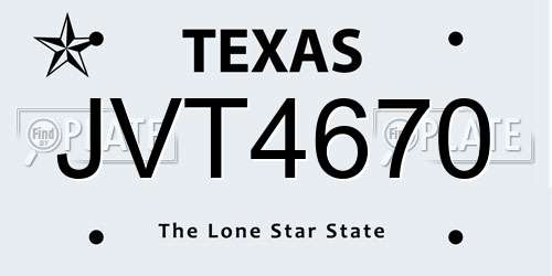 JVT4670 Texas License Plate