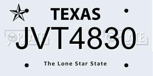 JVT4830 Texas License Plate