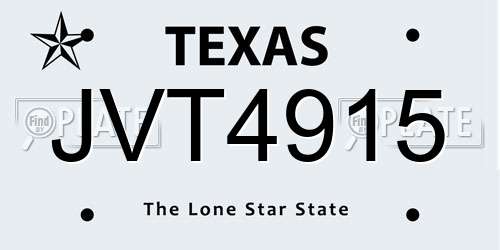JVT4915 Texas License Plate