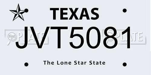 JVT5081 Texas License Plate