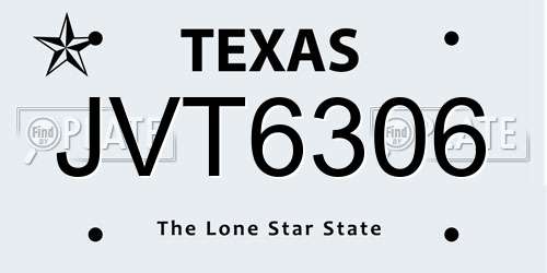 JVT6306 Texas License Plate