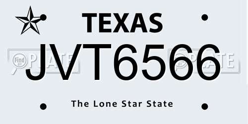 JVT6566 Texas License Plate