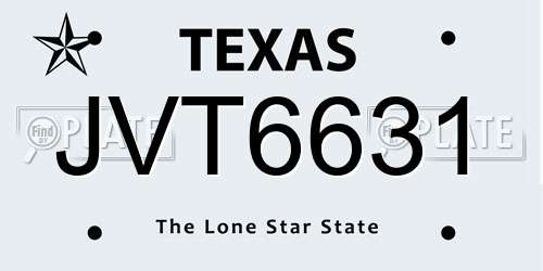 JVT6631 Texas License Plate