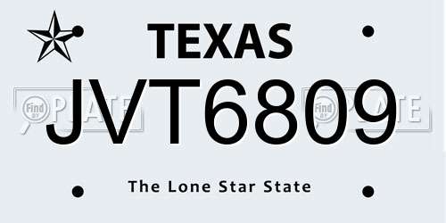 JVT6809 Texas License Plate