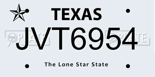 JVT6954 Texas License Plate