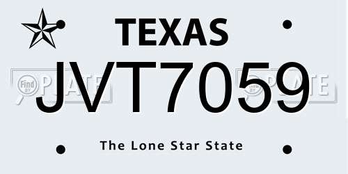JVT7059 Texas License Plate