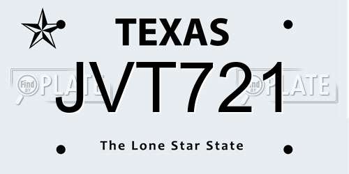 JVT721 Texas License Plate