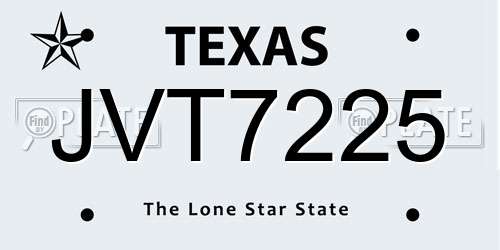JVT7225 Texas License Plate