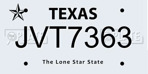 JVT7363 Texas License Plate