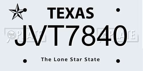 JVT7840 Texas License Plate