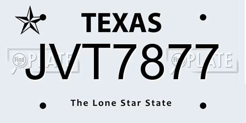 JVT7877 Texas License Plate