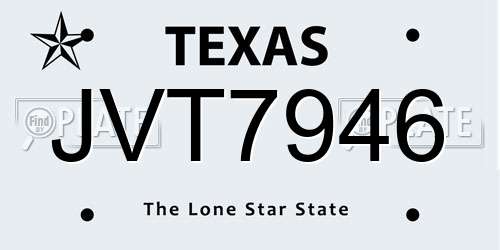 JVT7946 Texas License Plate