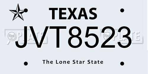 JVT8523 Texas License Plate