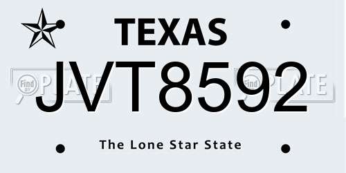 JVT8592 Texas License Plate