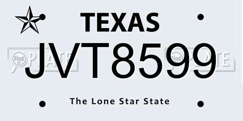 JVT8599 Texas License Plate