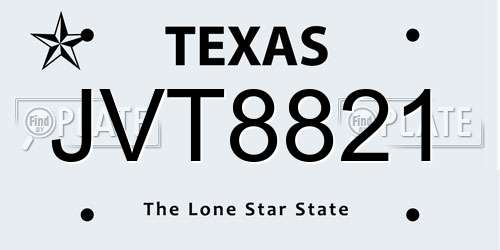 JVT8821 Texas License Plate