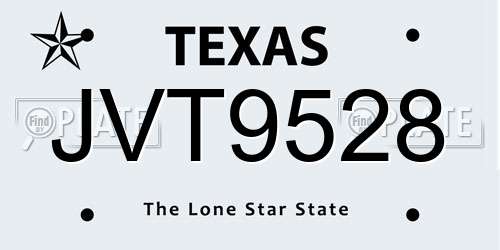 JVT9528 Texas License Plate
