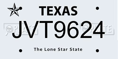 JVT9624 Texas License Plate