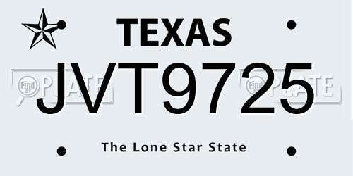 JVT9725 Texas License Plate