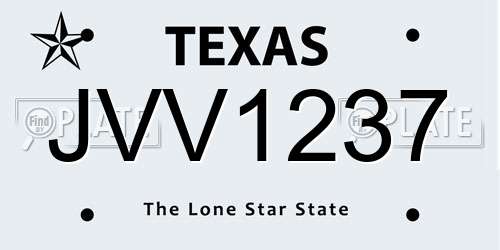 JVV1237 Texas License Plate