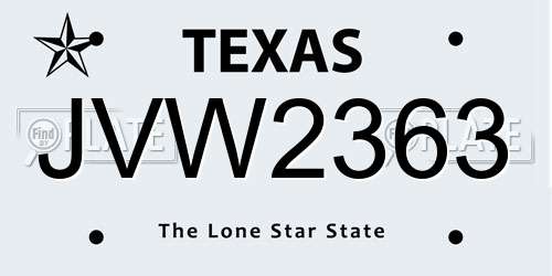 JVW2363 Texas License Plate