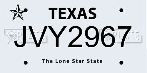 JVY2967 Texas License Plate